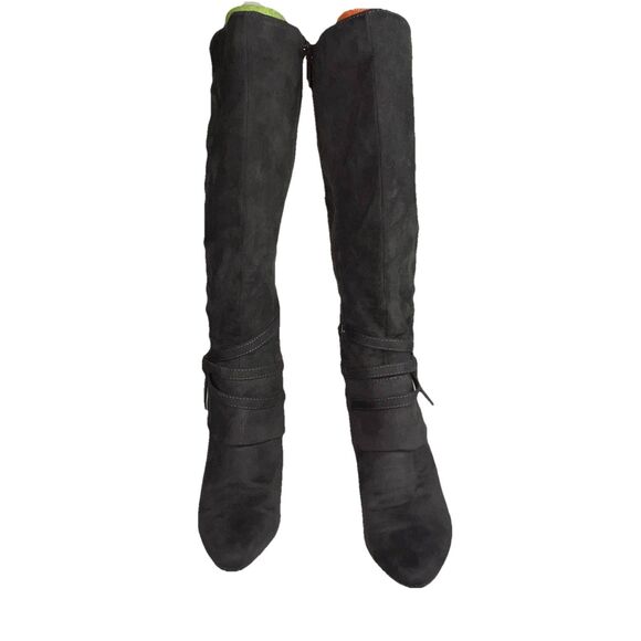 Coach & Four Womens GraySuede Mid-Calf Boots Size 6 With Hexagonal Buckle Detai - Picture 6 of 13